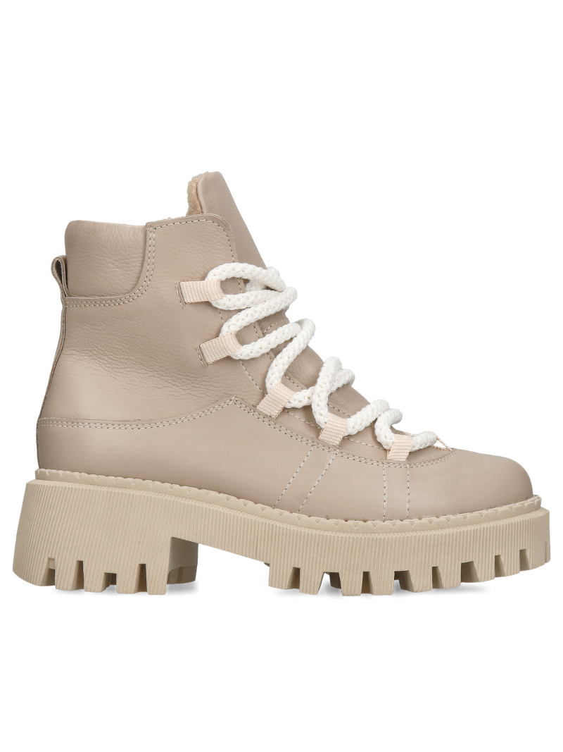 Women's beige snow boots, women's winter boots with thick soles, Konopka shoes