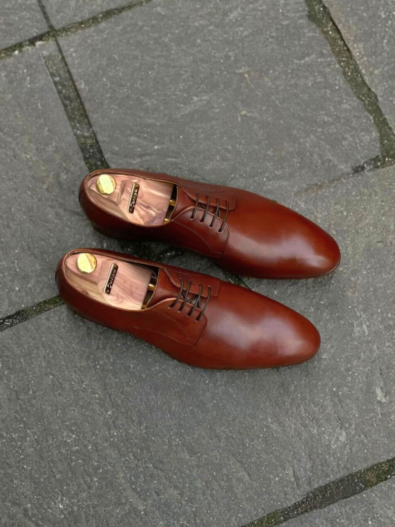 Men's derby shoes with leather soles, Polish manufacturer Conhpol, limited edition footwear