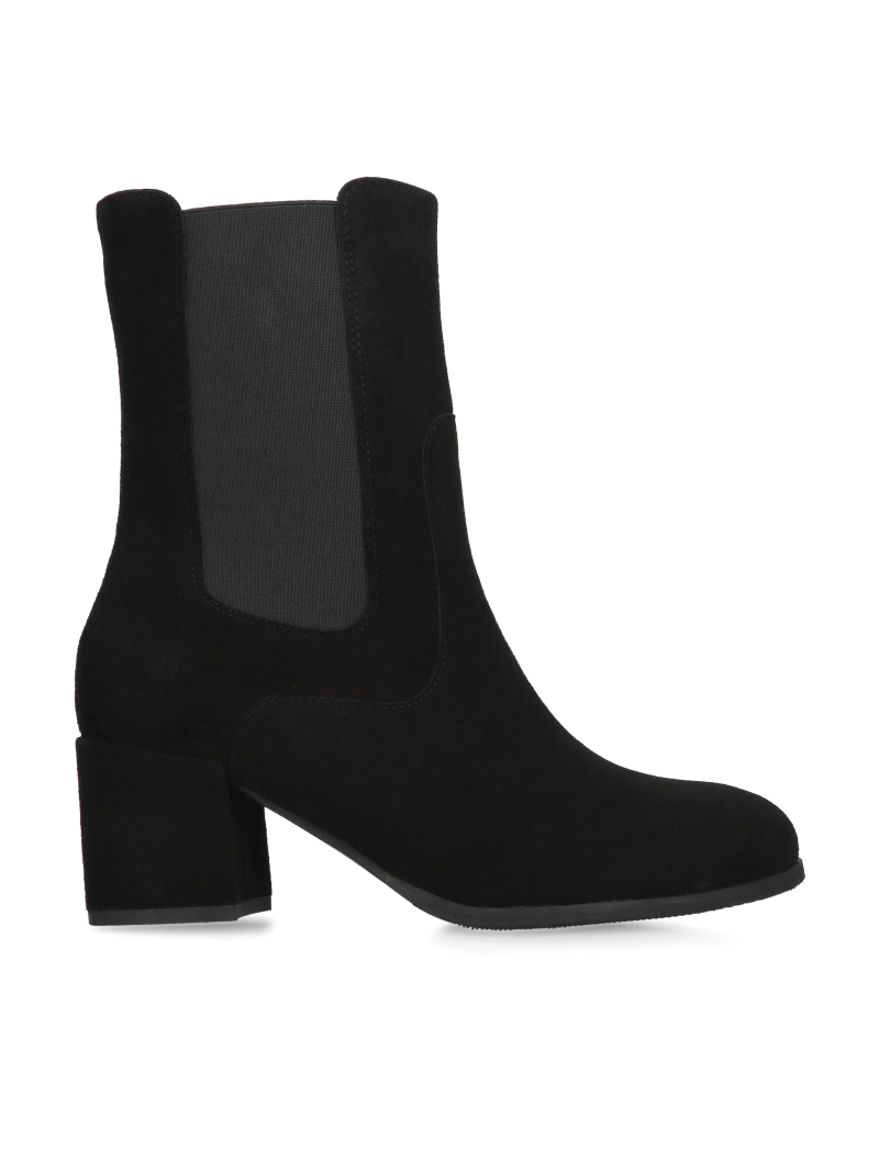 Elegant high ankle boots with low heels, women's suede leather ankle boots, suede ankle boots with heels