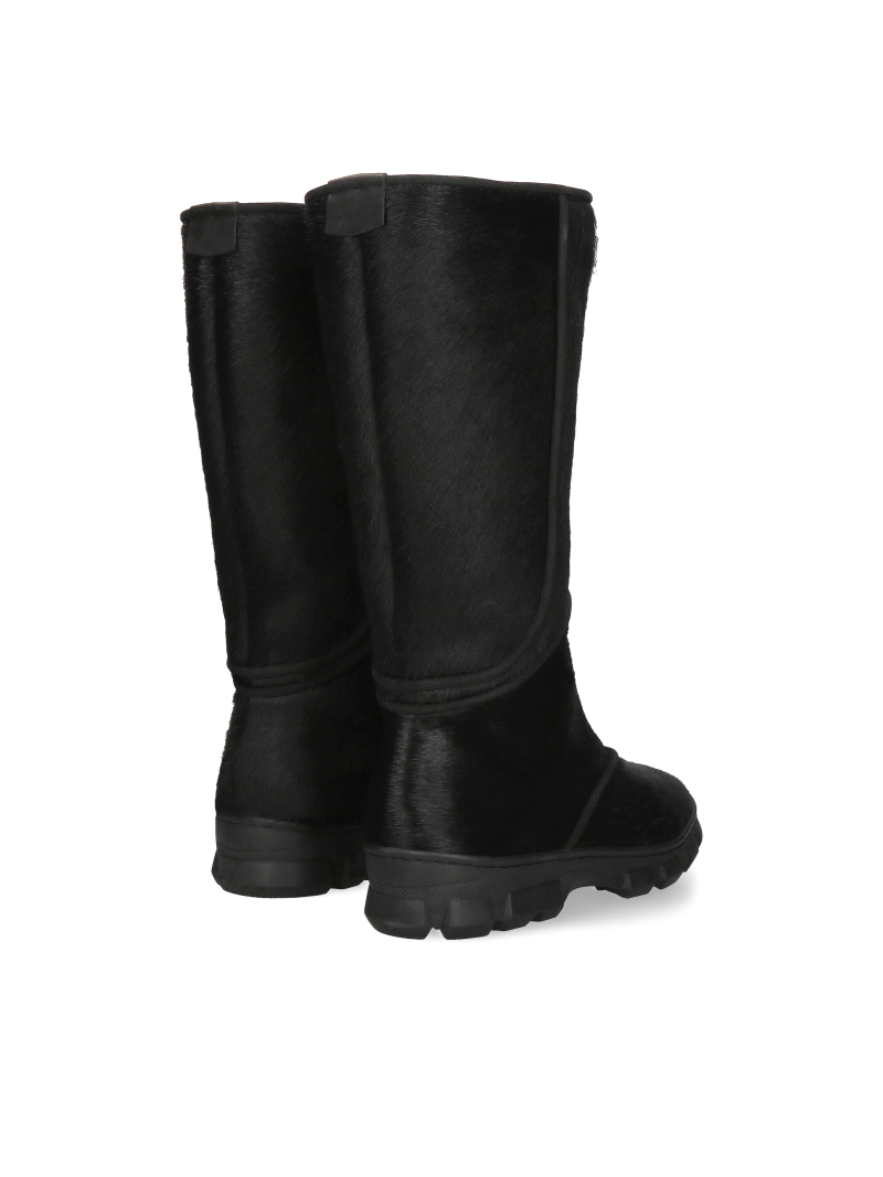 High snow boots with natural fur, warm women's boots with fur lining