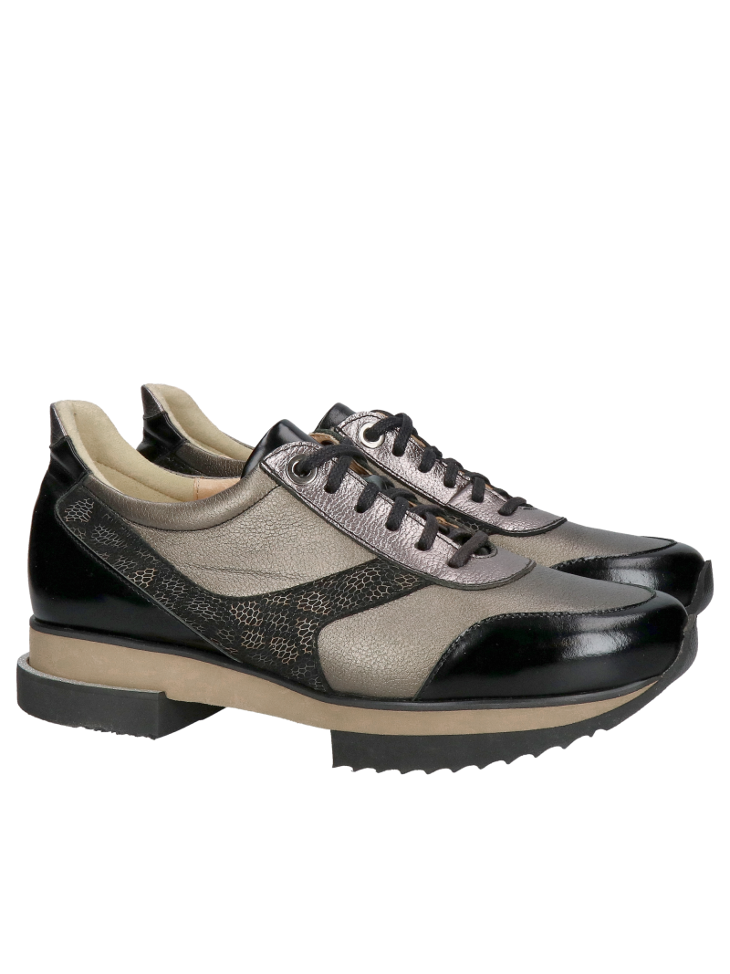 Women's black sneakers, lightweight, soft, and comfortable women's sports shoes made of leather, Konopka Shoes