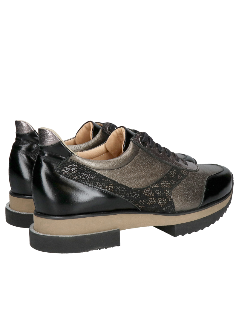 Women's black sneakers, lightweight, soft, and comfortable women's sports shoes made of leather, Konopka Shoes
