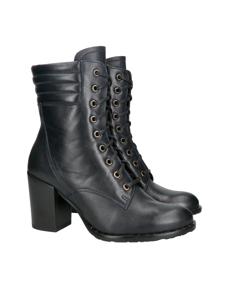 Women's lace-up heeled boots, comfortable lace-up leather boots