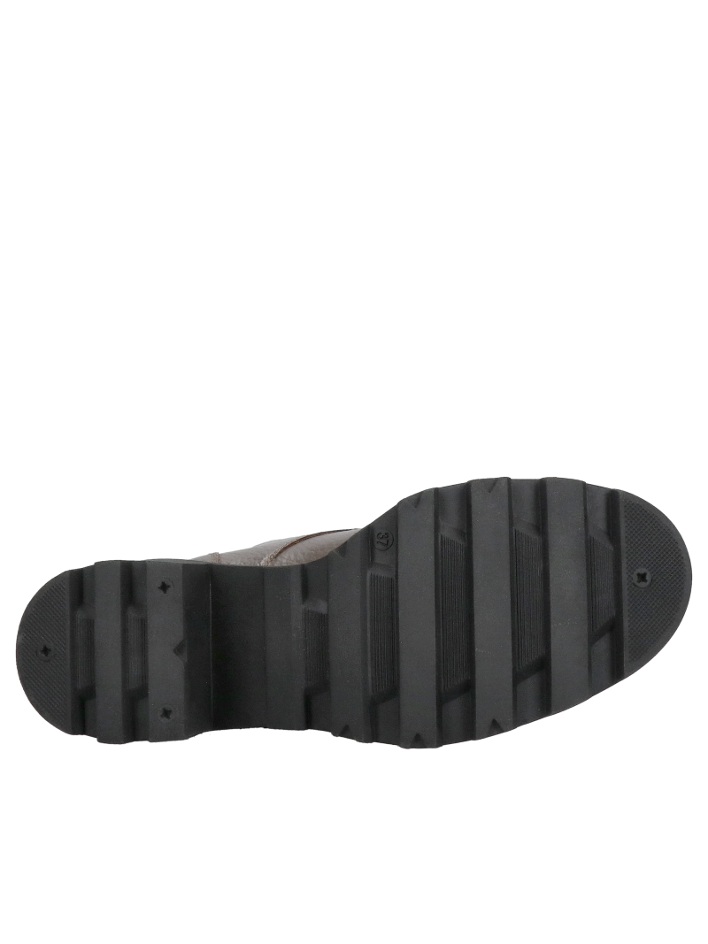 Gray full-grain ankle boots with thick heels, lace-up women's leather boots, Konopka Shoes