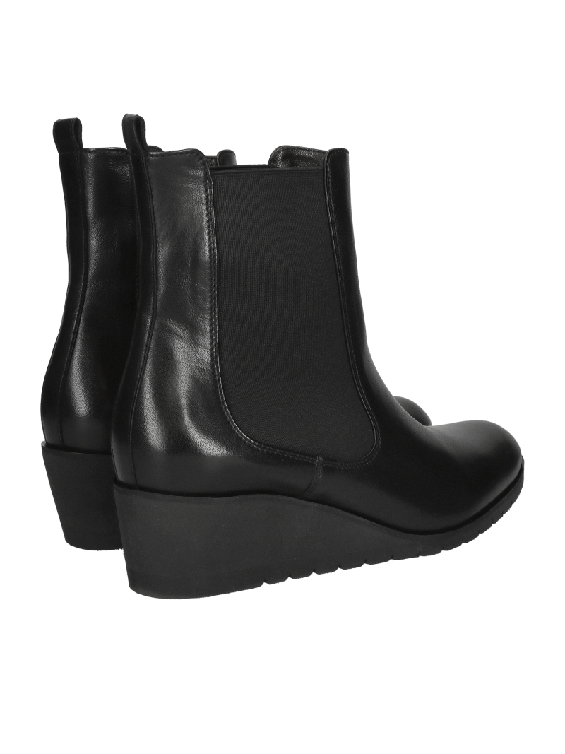 Black platform ankle boots, women's wedge ankle boots, wedge boots with elastic panels