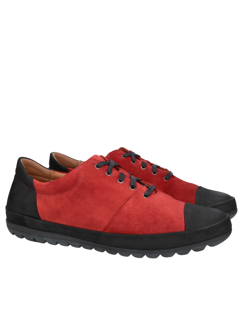 Men's red leather shoes, comfortable suede men's shoes with a soft and removable insole