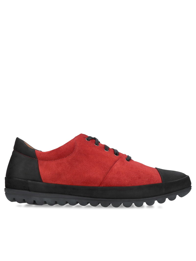 Men's red leather shoes, comfortable suede men's shoes with a soft and removable insole