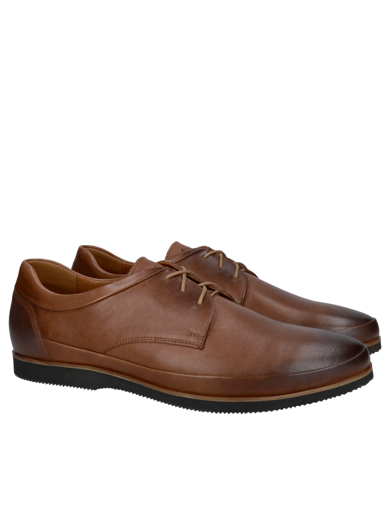 Men's brown leather shoes, high comfort with soft leather insole