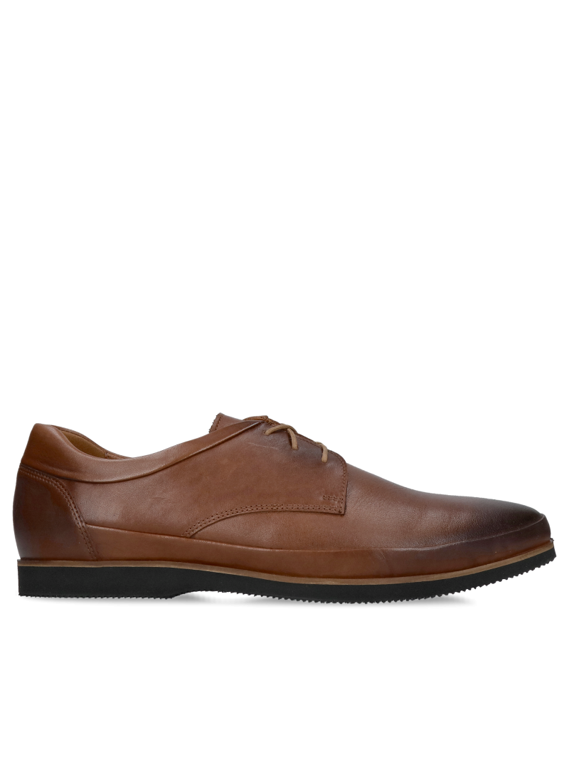 Men's brown leather shoes, high comfort with soft leather insole