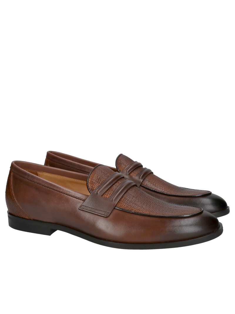 Men's slip-on shoes, brown men's loafers, elegant slip-on shoes made of natural leather, Konopka Shoes