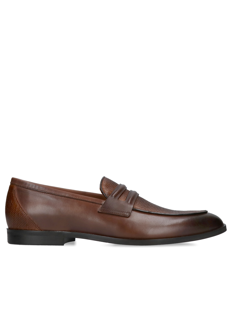 Men's slip-on shoes, brown men's loafers, elegant slip-on shoes made of natural leather, Konopka Shoes