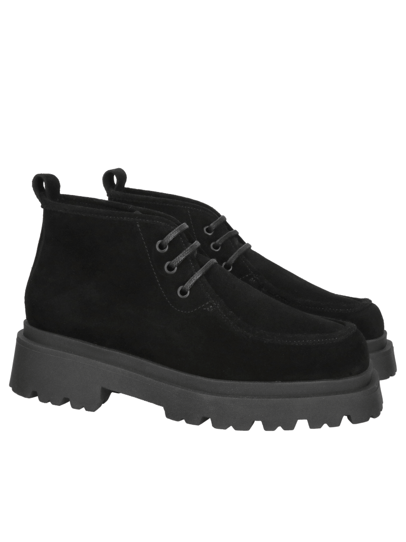 Suede low boots with thick soles, comfortable women's hiking boots