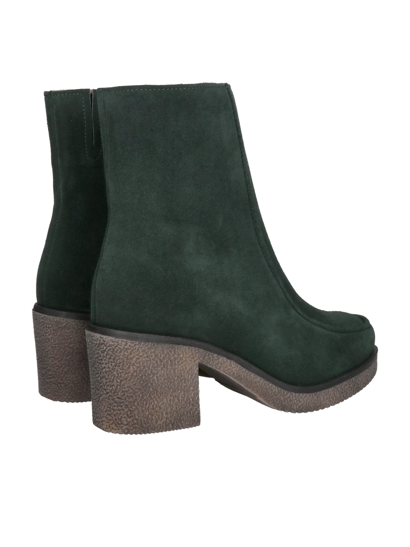 Green women's suede leather boots, comfortable boots with thick heels, Konopka Shoes