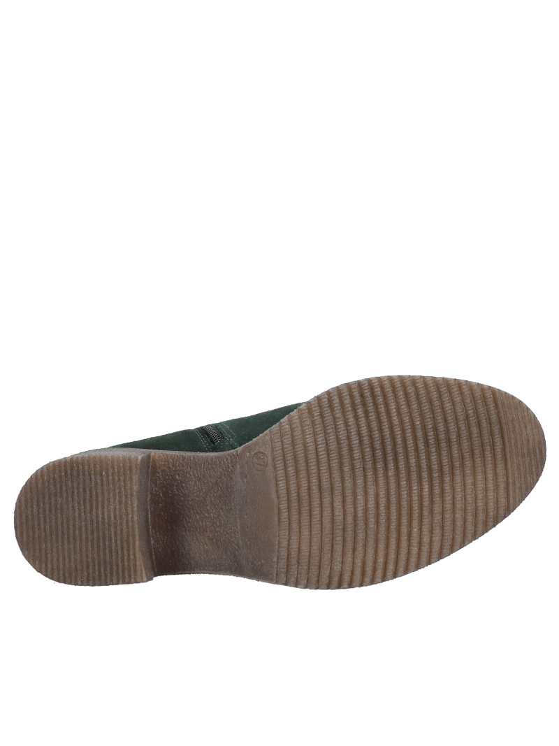 Green women's suede leather boots, comfortable boots with thick heels, Konopka Shoes