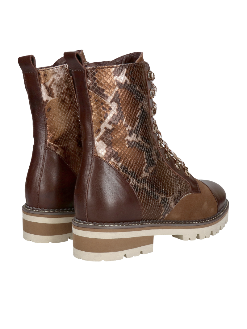Original women's snakeskin boots, brown winter boots with thick soles from Polish manufacturer Conhpol
