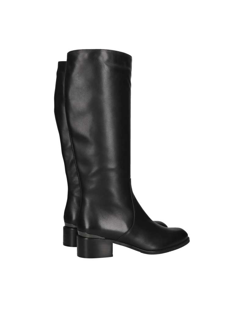 Black natural leather officer boots, comfortable high boots, Konopka Shoes