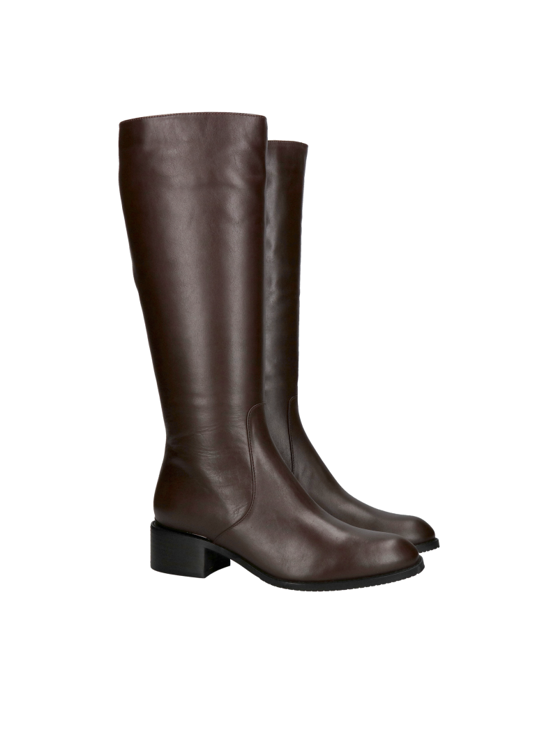 Brown women's officer boots, chocolate brown women's leather boots