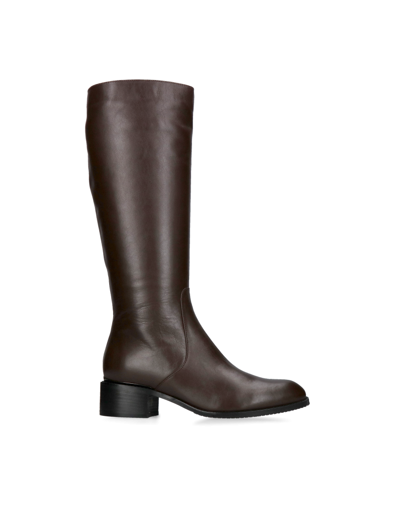 Brown women's officer boots, chocolate brown women's leather boots
