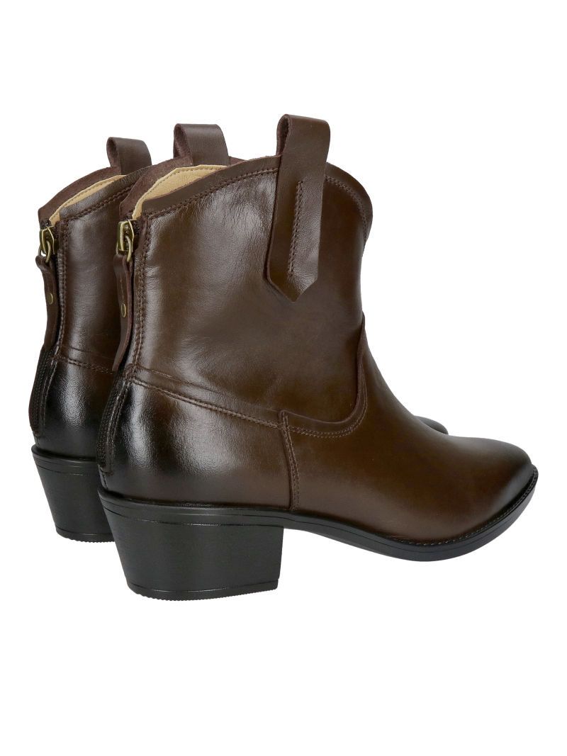 Chocolate leather cowboy boots, comfortable brown cowboy boots with a zipper at the back, Konopka Shoes