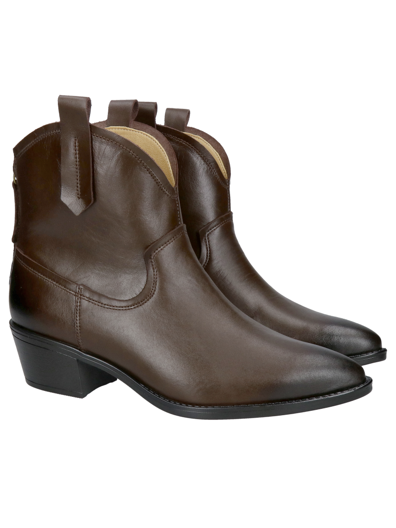Chocolate leather cowboy boots, comfortable brown cowboy boots with a zipper at the back, Konopka Shoes