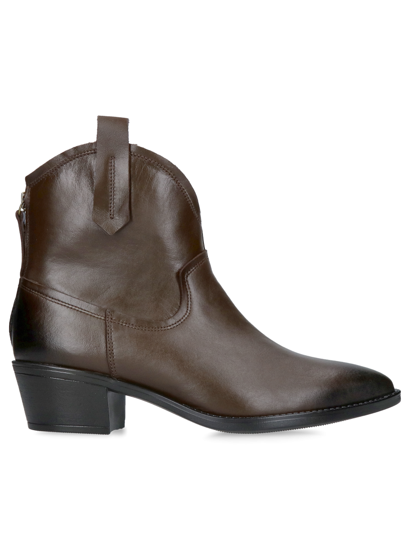 Chocolate leather cowboy boots, comfortable brown cowboy boots with a zipper at the back, Konopka Shoes
