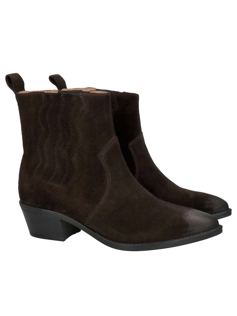 Brown leather women's cowboy boots, chocolate brown cowboy ankle boots