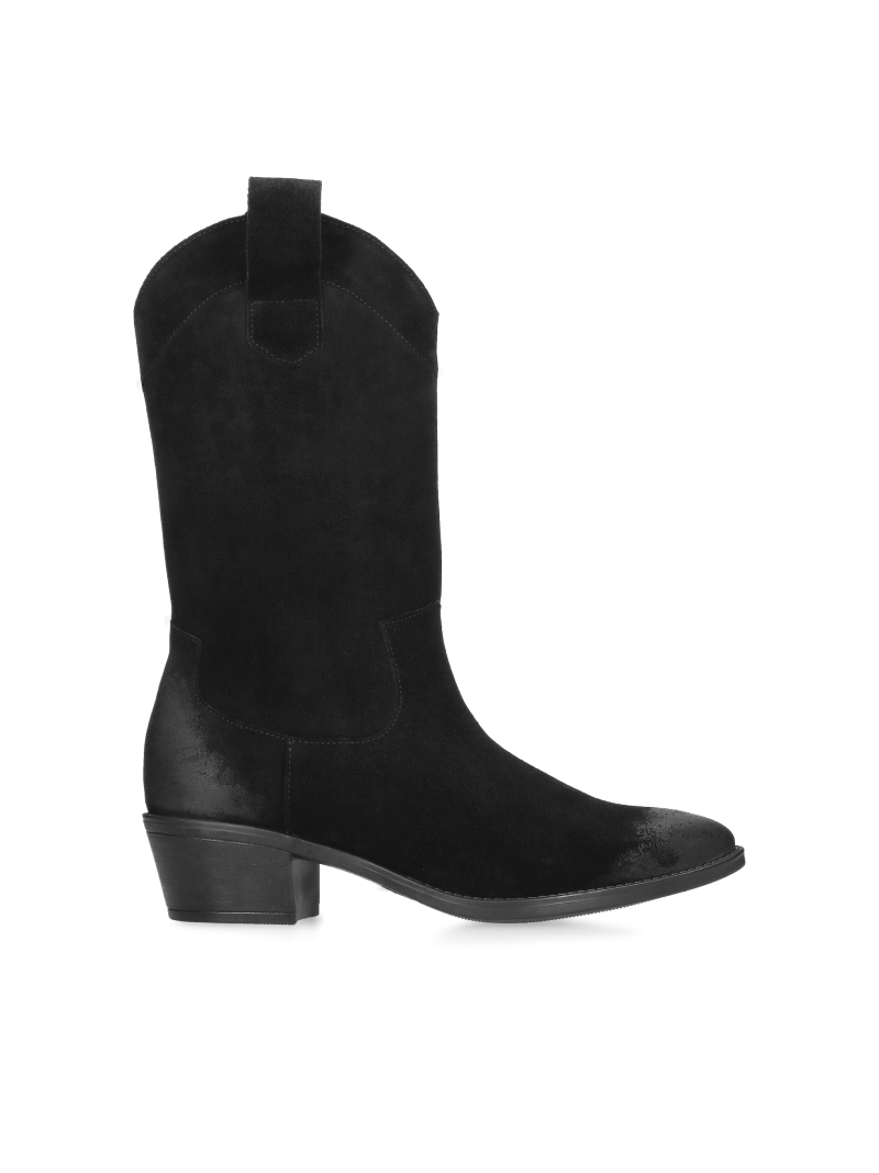 High black suede cowboy boots, comfortable women's cowboy boots
