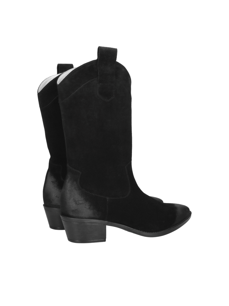 High black suede cowboy boots, comfortable women's cowboy boots