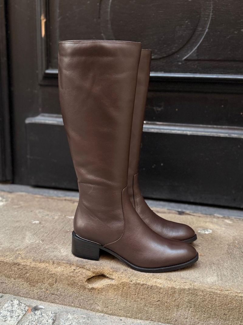 Brown women's officer boots, chocolate brown women's leather boots