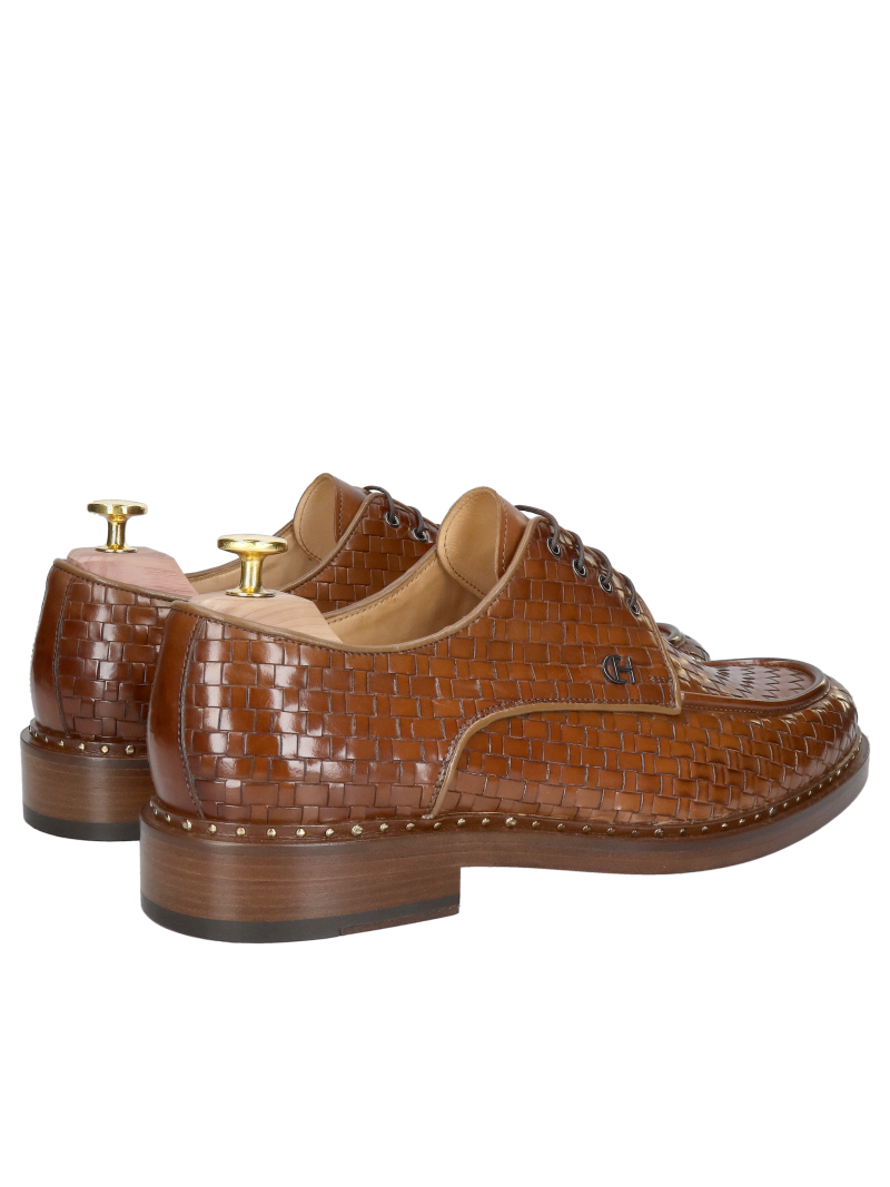 Luxury men's shoes with leather soles – hand-woven calfskin leather