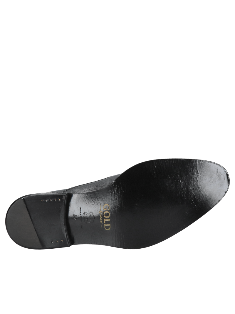 Luxury Conhpol Gold men's shoes with leather soles and galvanized chains, Konopka Shoes