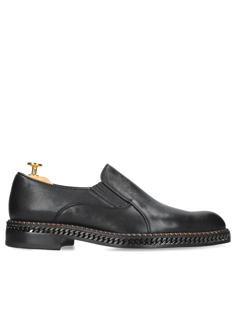 Luxury Conhpol Gold men's shoes with leather soles and galvanized chains, Konopka Shoes