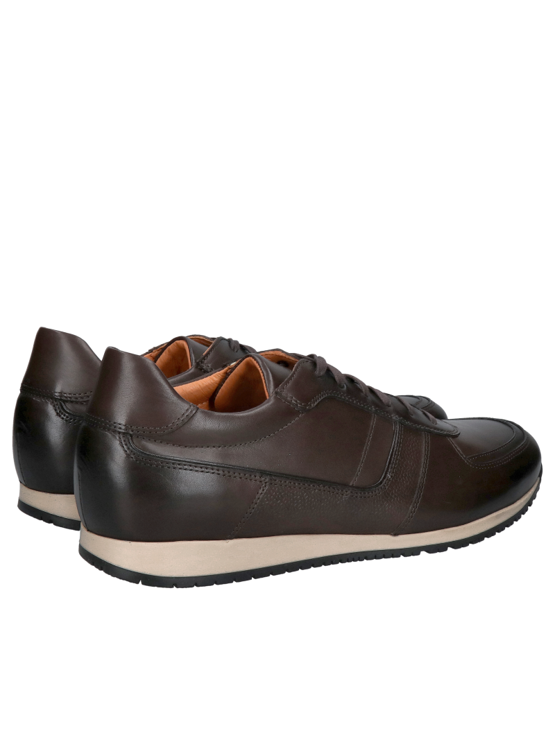 Dark brown men's shoes made of grain leather, comfortable shoes for everyday wear and work