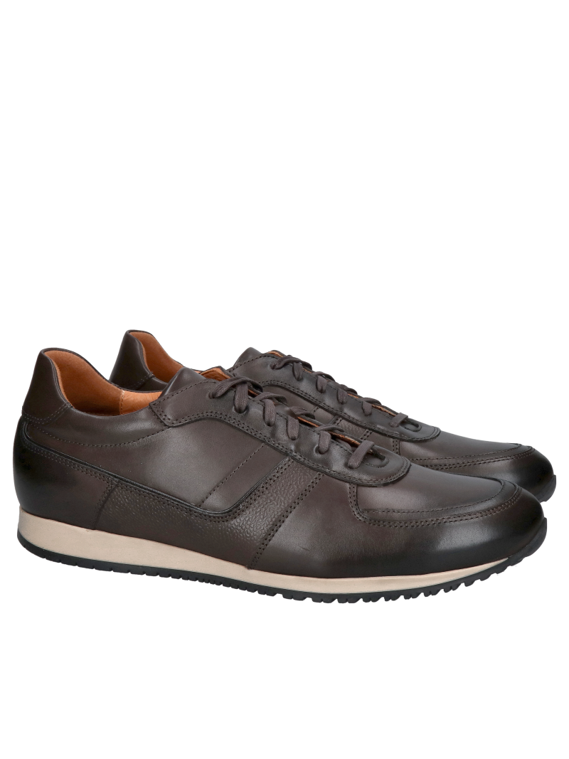 Dark brown men's shoes made of grain leather, comfortable shoes for everyday wear and work