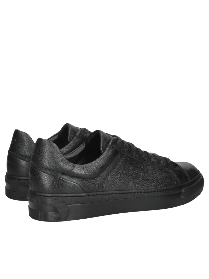 Black men's leather sneakers, fashionable and comfortable sneakers with black soles, Konopka Shoes