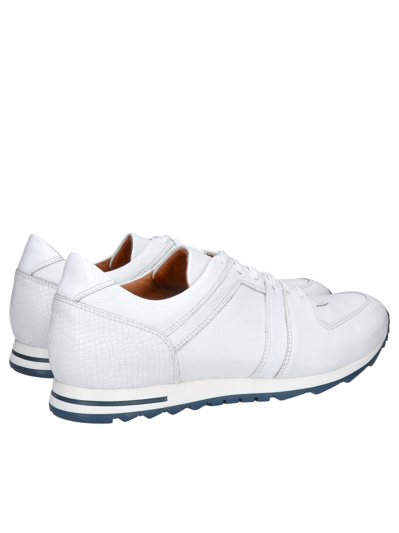 White leather sneakers for men with white soles, comfortable everyday shoes