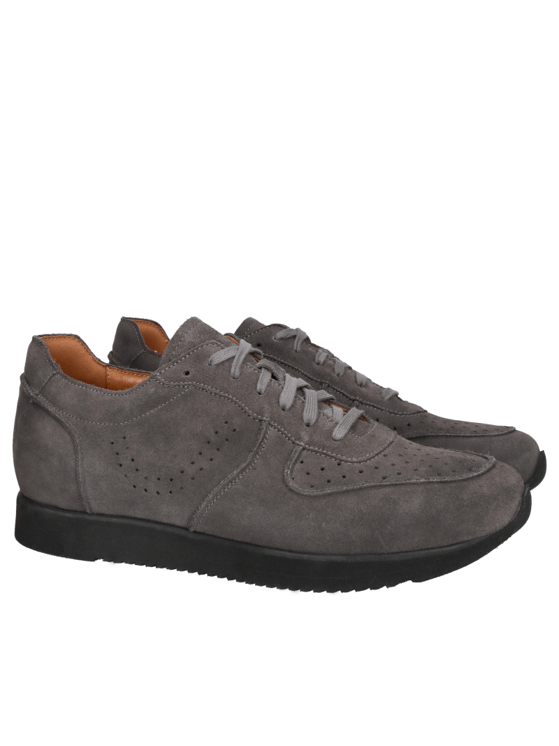Men's suede sneakers, dark gray men's leather shoes