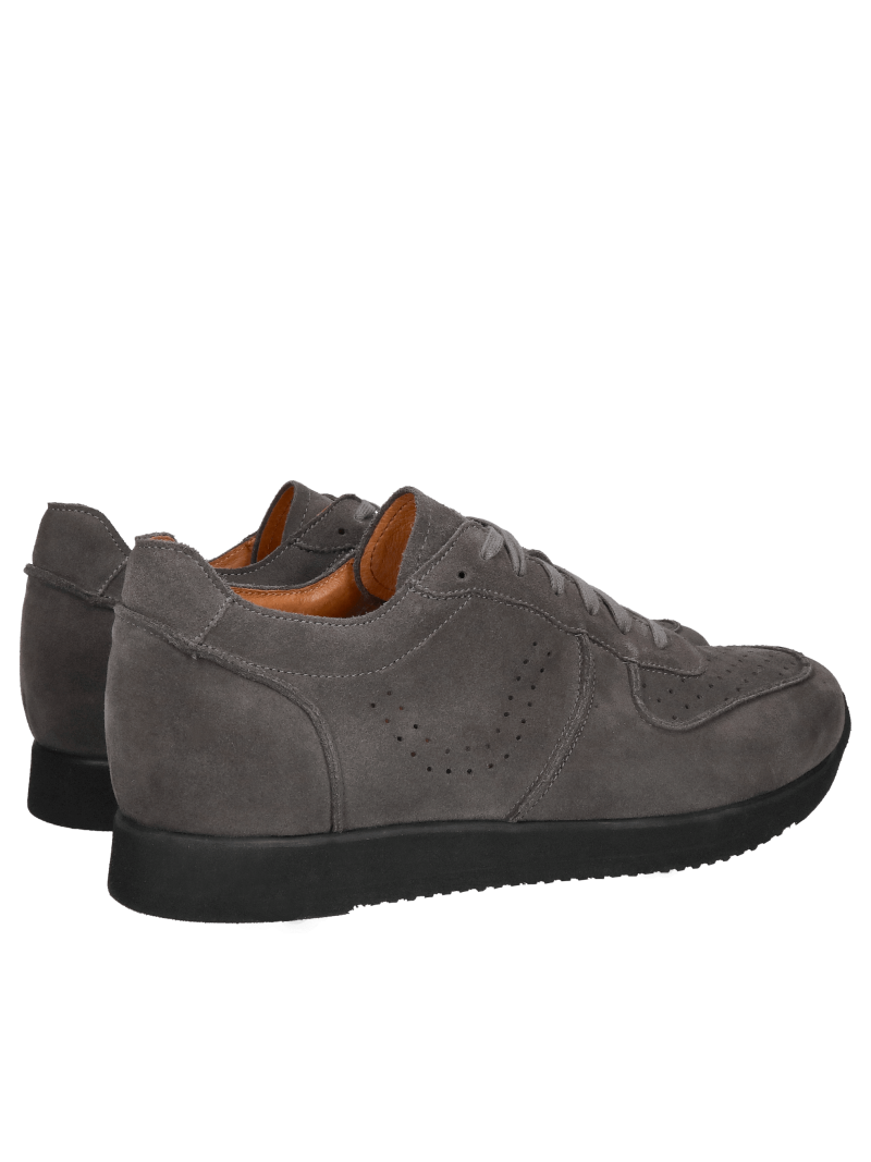 Men's suede sneakers, dark gray men's leather shoes