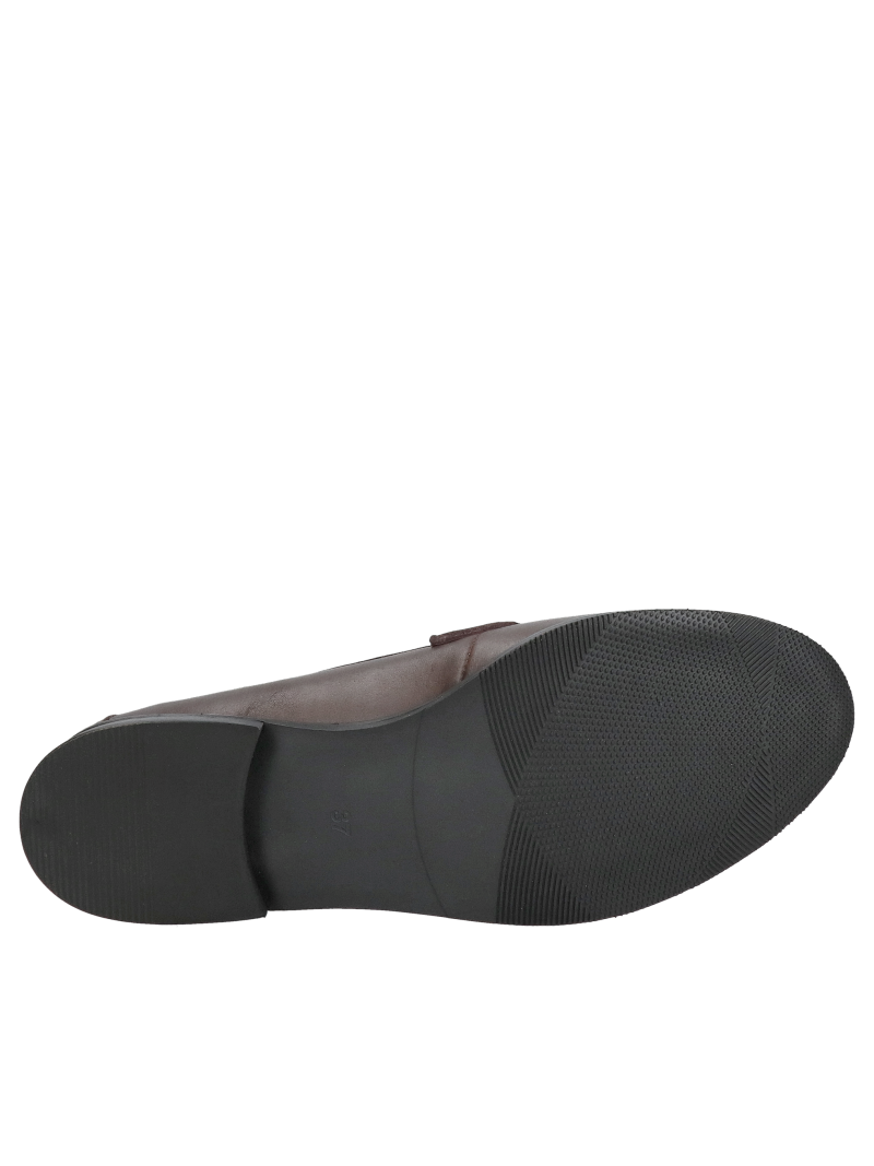 Brown women's loafers, chocolate grain leather moccasins, elegant women's slip-on shoes, Konopka Shoes