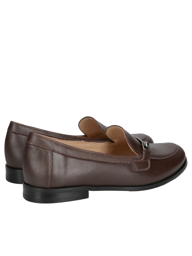 Brown women's loafers, chocolate grain leather moccasins, elegant women's slip-on shoes, Konopka Shoes