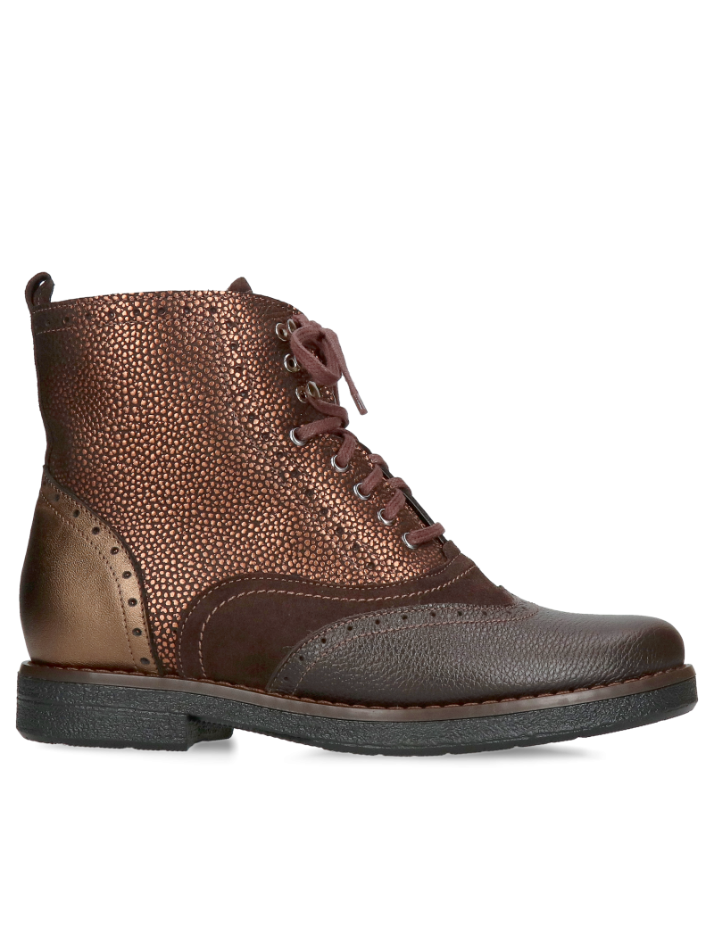 Fashionable chocolate-colored women's boots, insulated leather boots from a Polish manufacturer, Konopka shoes