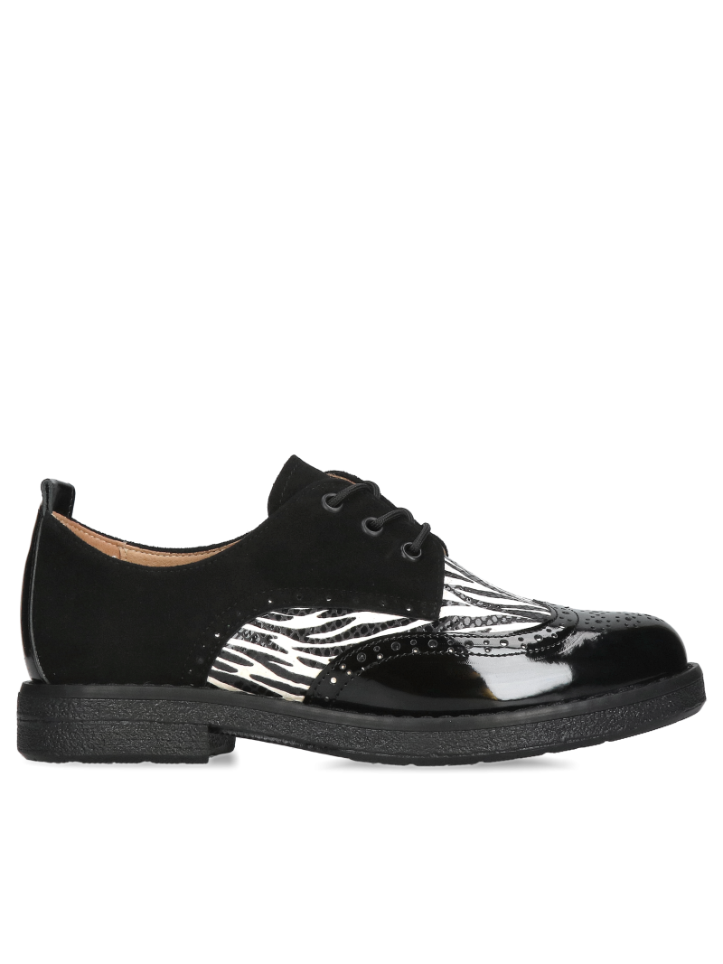 Women's shoes with a zebra motif, lace-up women's shoes for everyday wear with comfortable leather insoles, Konopka Shoes