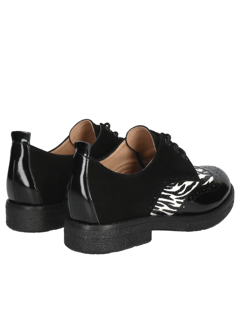 Women's shoes with a zebra motif, lace-up women's shoes for everyday wear with comfortable leather insoles, Konopka Shoes