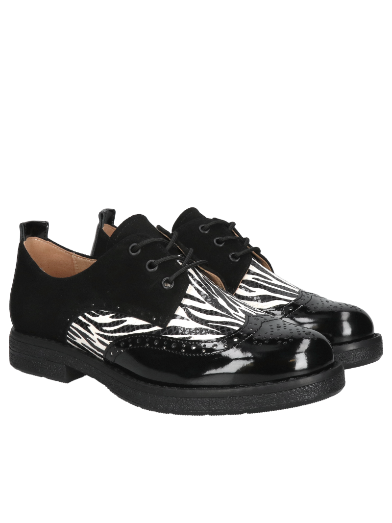 Women's shoes with a zebra motif, lace-up women's shoes for everyday wear with comfortable leather insoles, Konopka Shoes