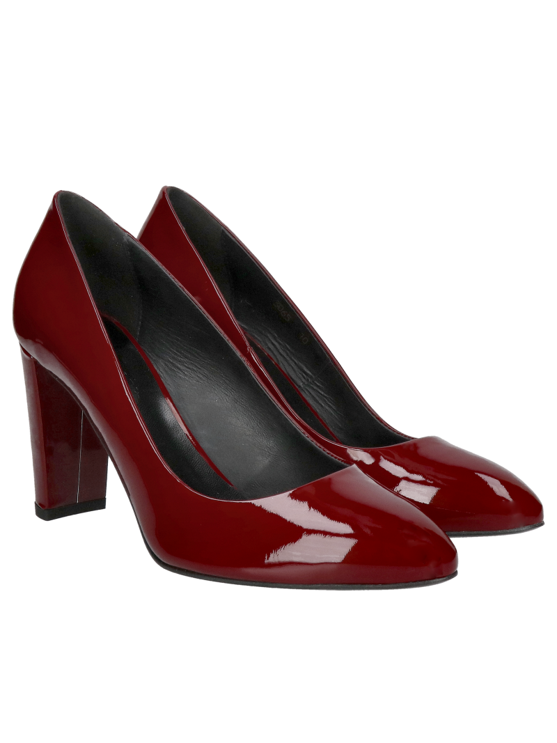 Round-toe pumps with a high, comfortable heel, burgundy stilettos with a thick heel, Konopka Shoes