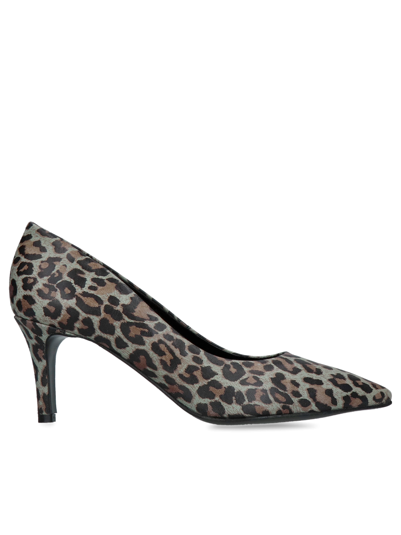 Low-heeled leopard print stilettos, comfortable and fashionable stilettos with an animal motif, Konopka Shoes