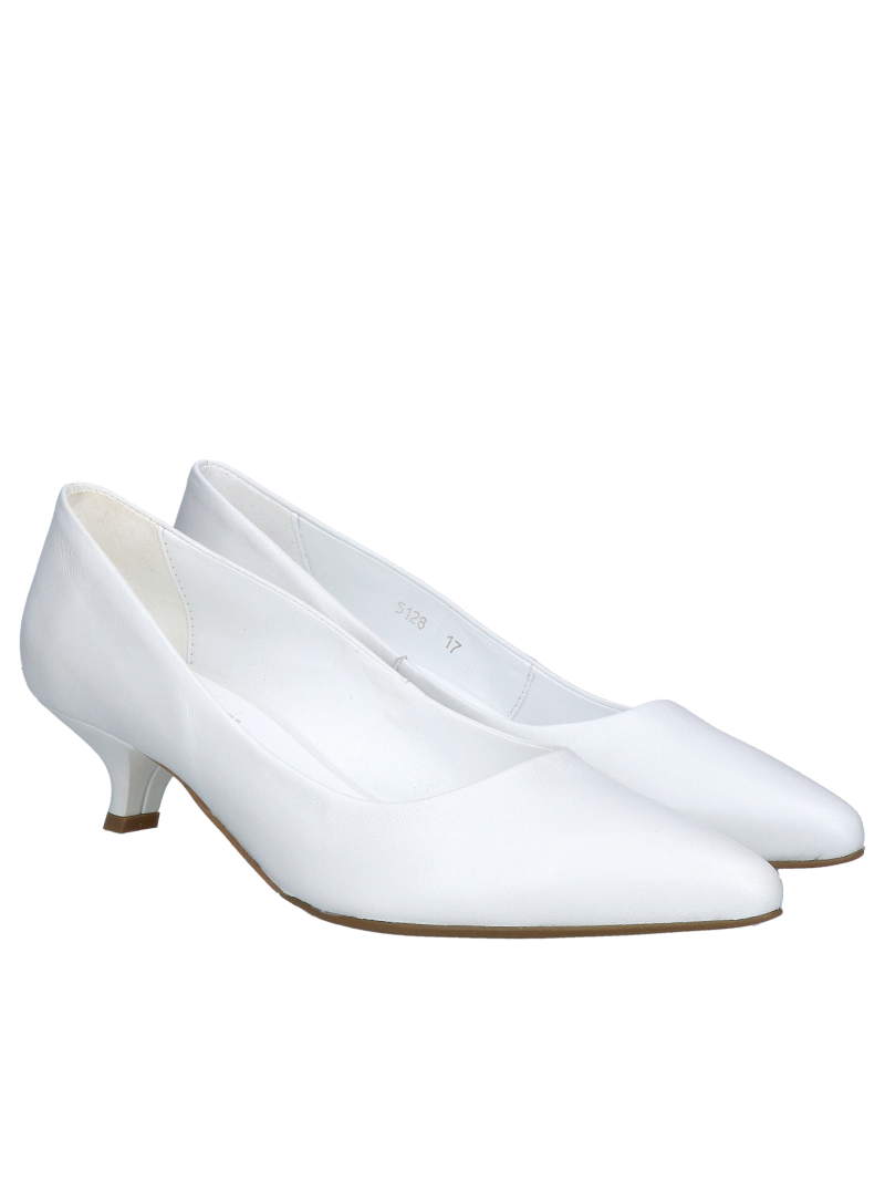 Low white duck shoes with comfortable heels, white wedding shoes, comfortable high heels for weddings, Konopka Shoes