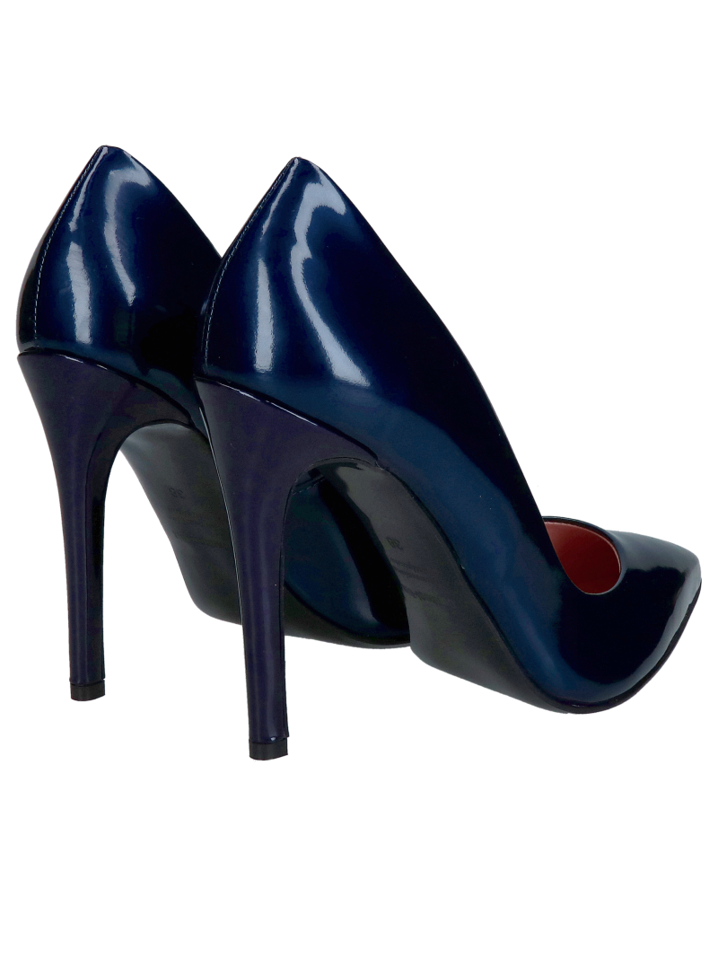 High navy blue patent leather stilettos, beautiful women's stilettos, Konopka Shoes