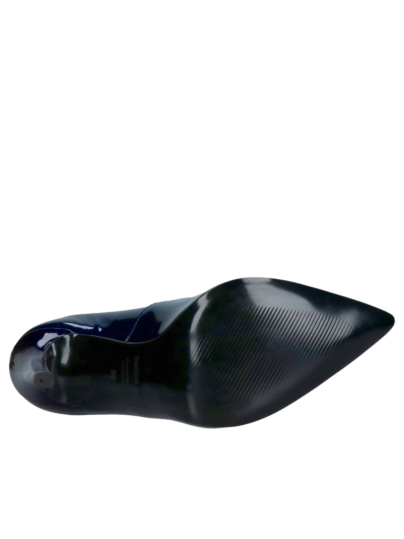 High navy blue patent leather stilettos, beautiful women's stilettos, Konopka Shoes