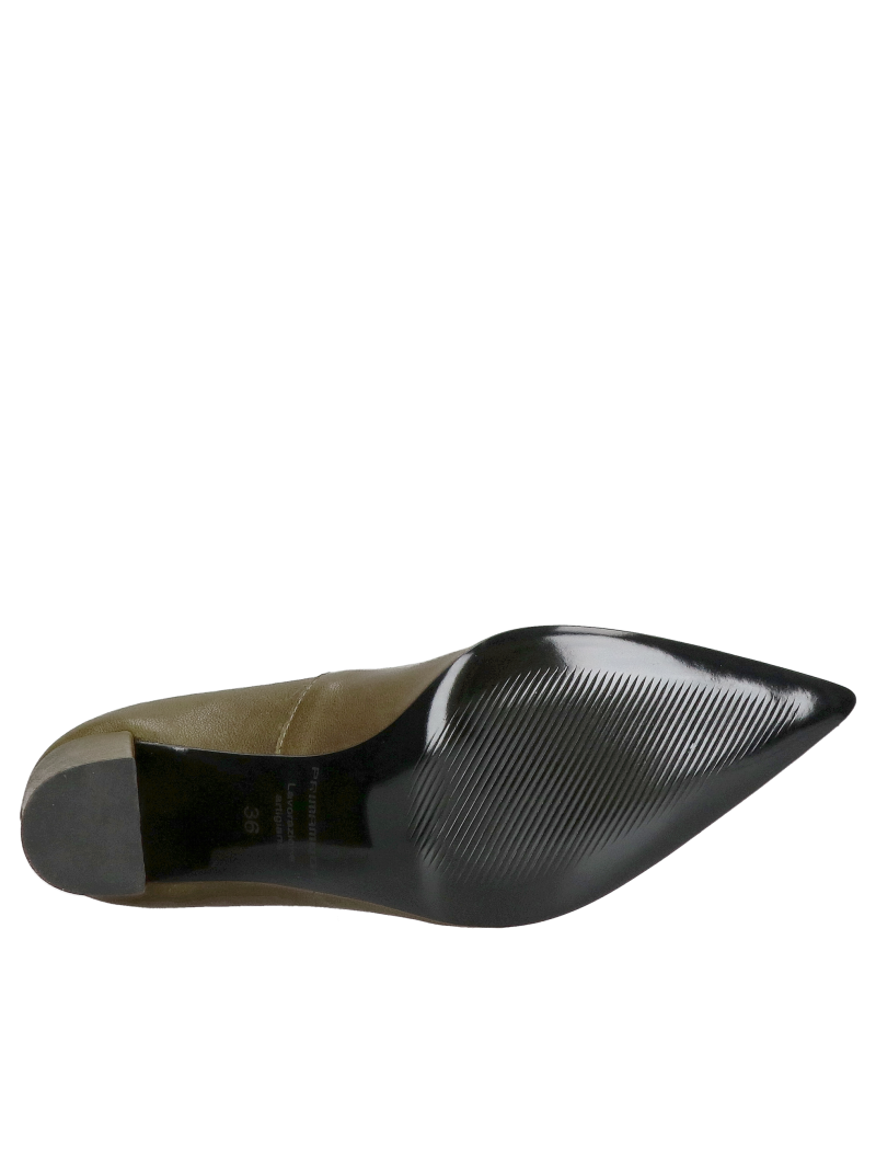 Women's full-grain leather pumps, pointed-toe pumps with high block heels, Konopka Shoes